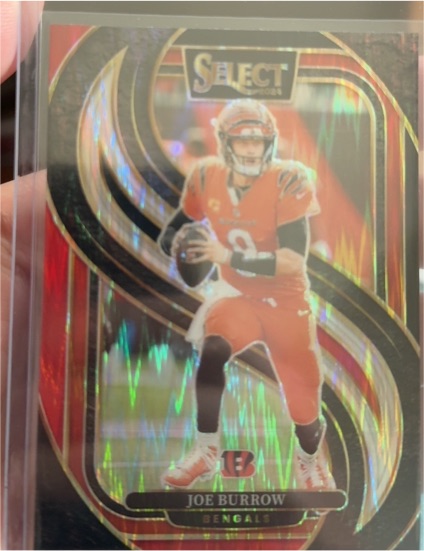 2024 Panini Select - Premier Level Joe Burrow #127 Red & Blue Shock Prizm — front