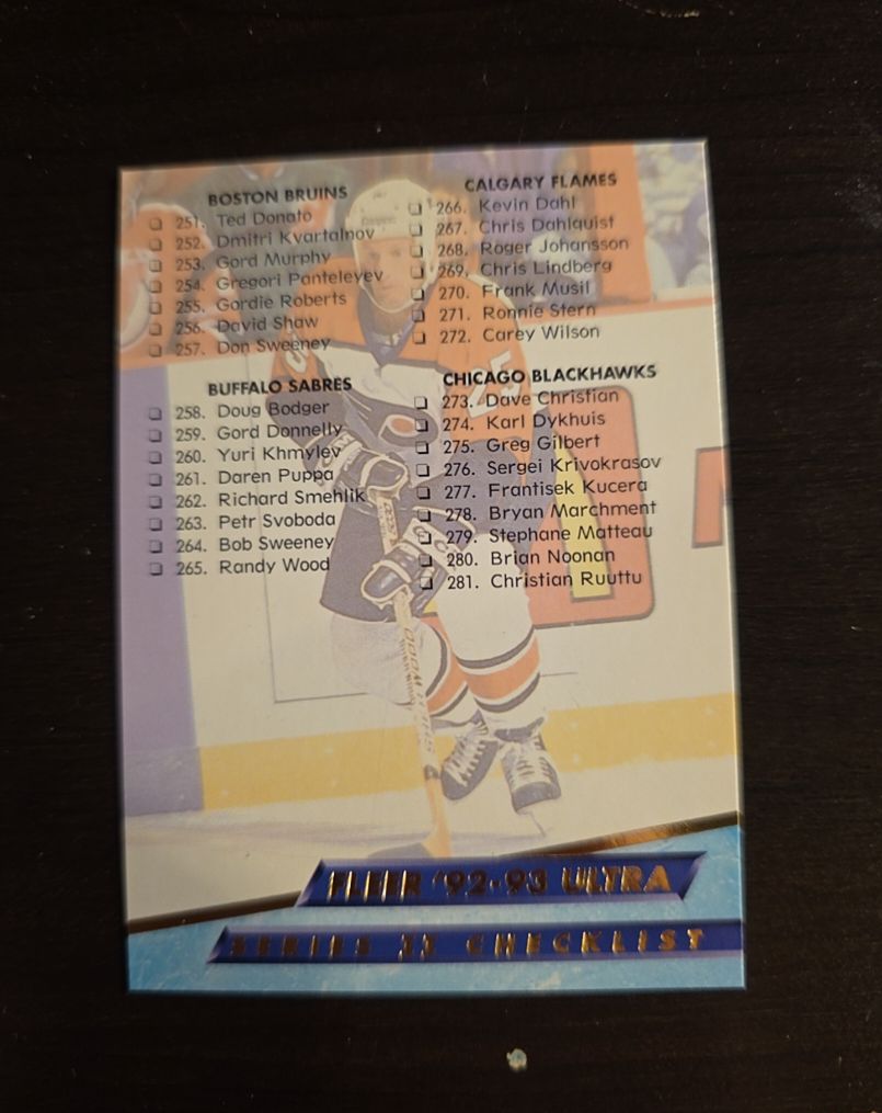 1992-93 Fleer Ultra #448 Checklist 251-314 — front