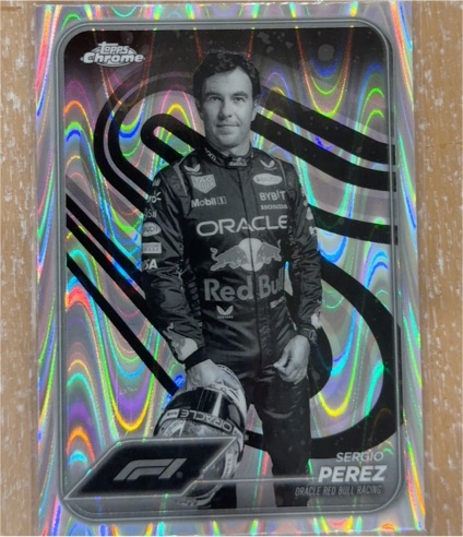 2024 Topps Chrome Formula 1 #2 Sergio Perez Black and White RayWave — front