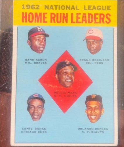 1963 Topps #3 1962 National League Home Run Leaders — front
