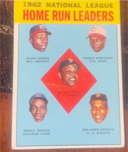 1963 Topps #3 1962 National League Home Run Leaders — front