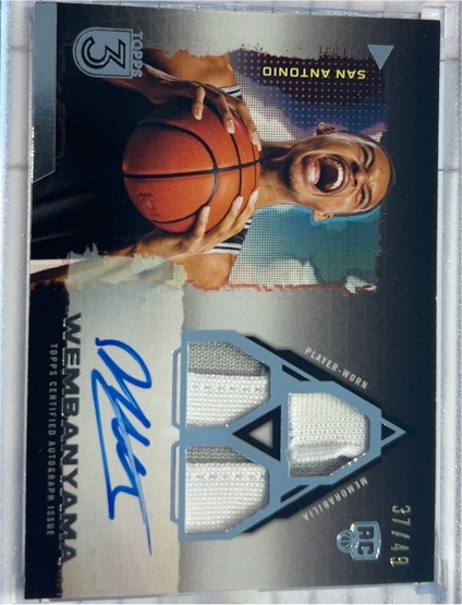 2023-24 Topps 3 #3 Victor Wembanyama Rookie Patch Autograph — front