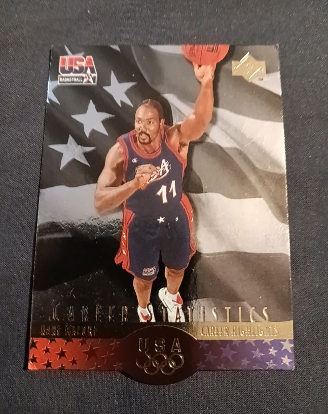 1996 Upper Deck USA Basketball Career Statistics #S3 Karl Malone — front