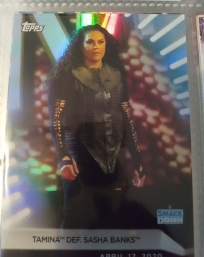 2021 Topps WWE Women's Division #6 Tamina def. Sasha Banks — front