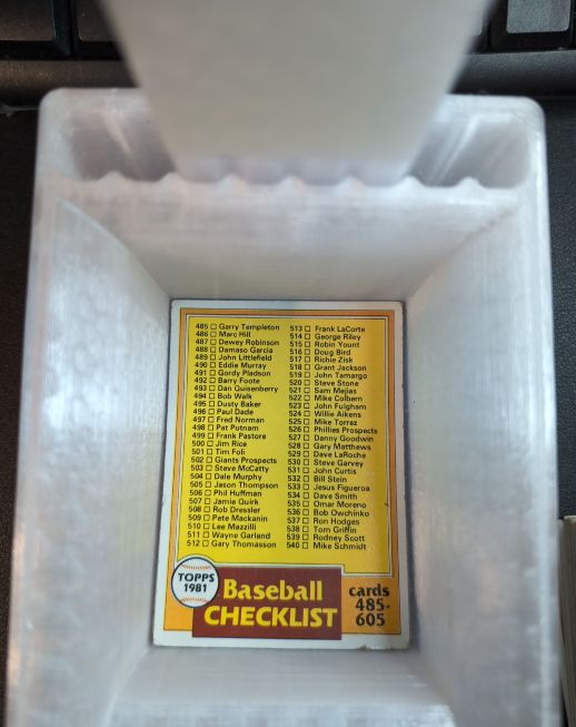 1981 Topps Baseball Checklist #485-605 — front