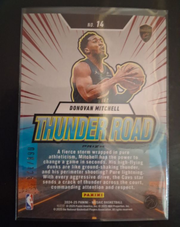 2024-25 Panini Mosaic Basketball #14 Donovan Mitchell Thunder Road Prizm — front