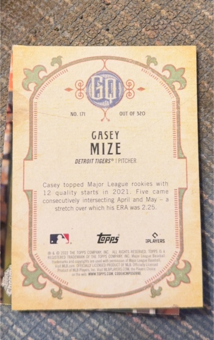 2022 Topps Gypsy Queen #171 Casey Mize — front