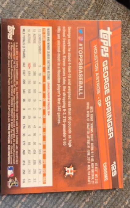 2017 Topps Chrome #129 George Springer — front