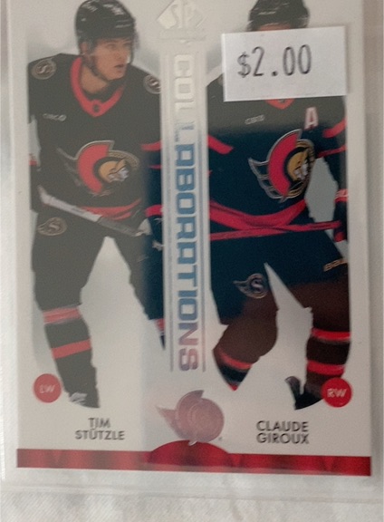2023-24 SP Authentic Collaborations #C-23 Tim Stutzle / Claude Giroux — front