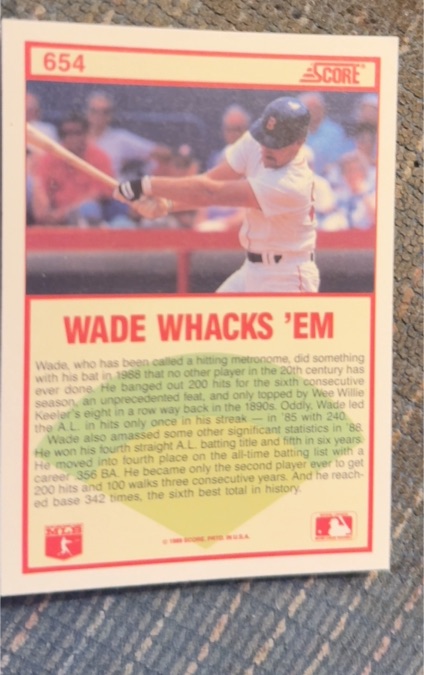 1989 Score #654 Wade Boggs — front