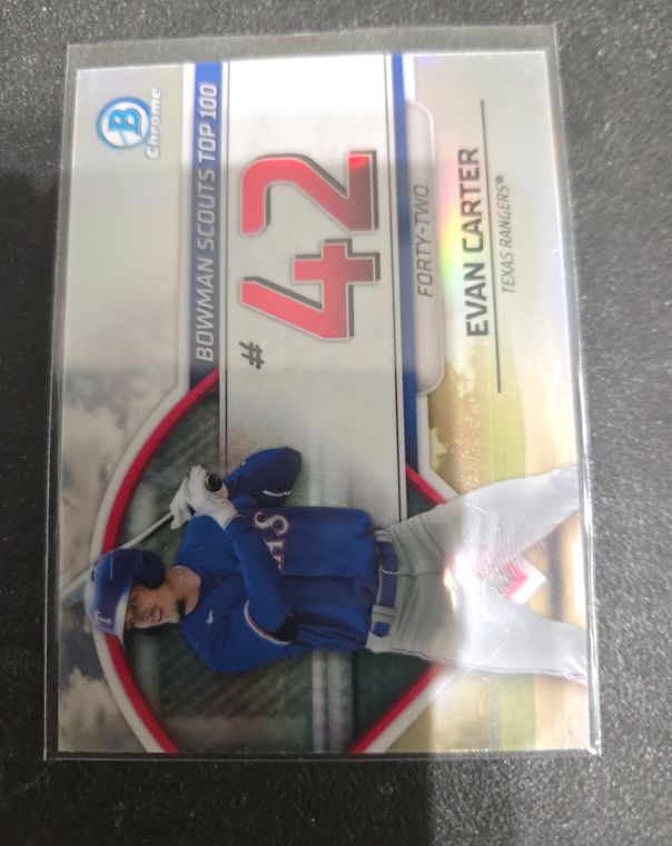 2023 Bowman Chrome Scouts Top 100 #BTP-42 Evan Carter — front