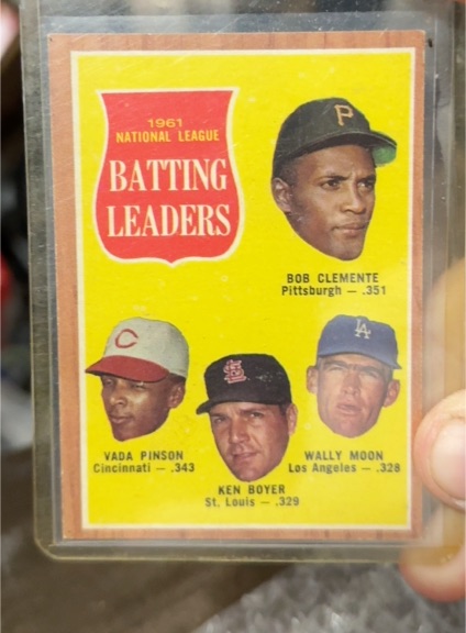 1962 Topps #52 NL Batting Leaders Roberto Clemente Ken Boyer Wally Moon Vada Pinson — front