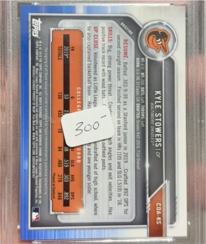 2020 Topps Kyle Stowers #CDA-KS — front