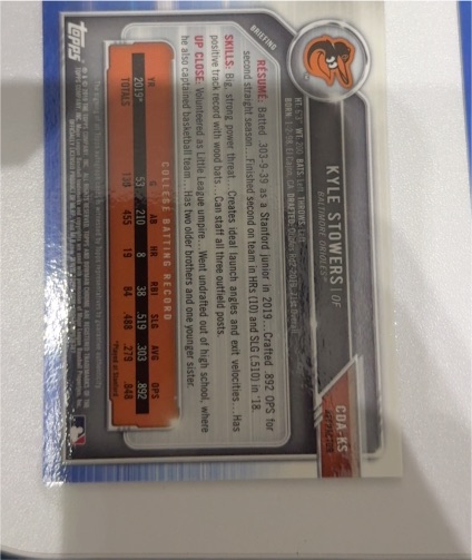 2019 Topps Chrome Draft Kyle Stowers #CDA-KS — front
