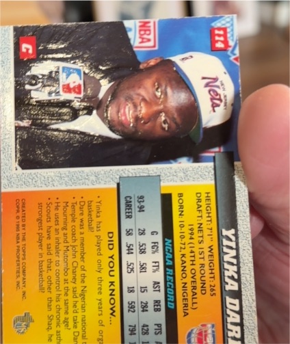 1994-95 Topps Embossed #114 Yinka Dare Rookie RC — front