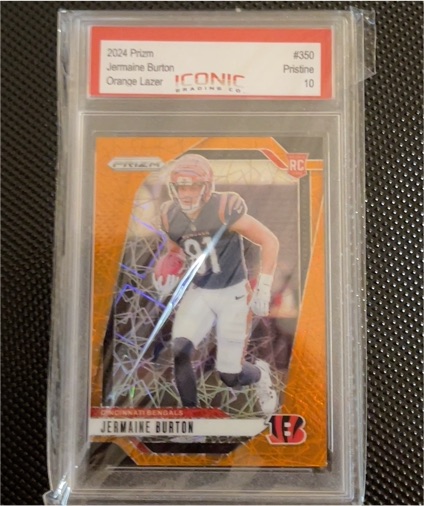 2024 Panini Prizm #350 Jermaine Burton Orange Lazer Prizm Rookie — front