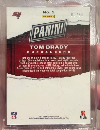 2022 Panini The National #1 Tom Brady — front