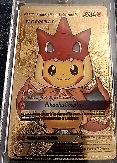 2023 Pokémon #062 Pikachu Mega Charizard Y TAG COSPLAY — front