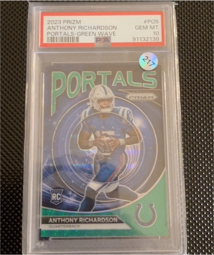 2023 Panini Prizm #P05 Anthony Richardson Portals-Green Wave — front