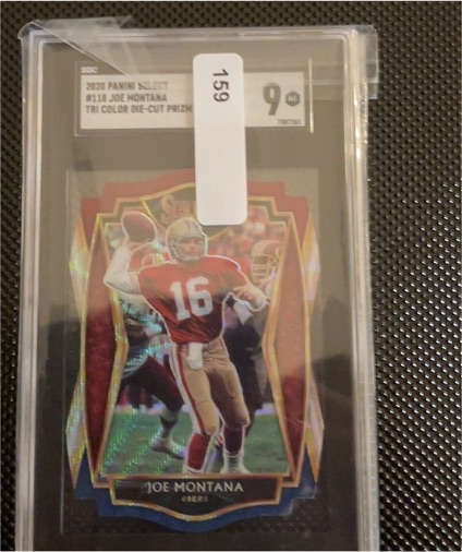 2020 Panini Select #118 Joe Montana Tri Color Die-Cut Prizm — front