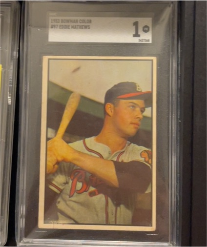 1953 Bowman Color #97 Eddie Mathews — front