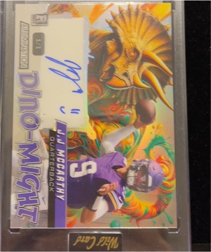 2022 Wild Card Dino-Might #1/1 J.J. McCarthy — front
