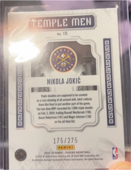 2023-24 Panini Phoenix Temple Men #15 Nikola Jokic — front