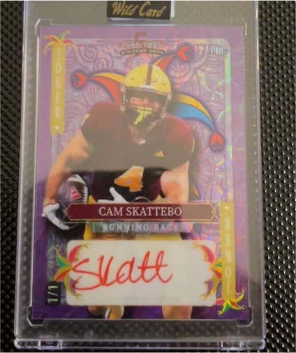 2021 Panini Stacked Deck Cam Skattebo Joker Purple — front