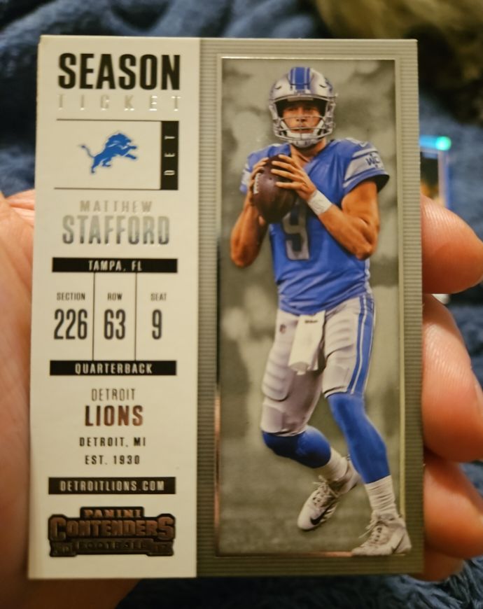 2020 Panini Contenders Season Ticket Matthew Stafford — front