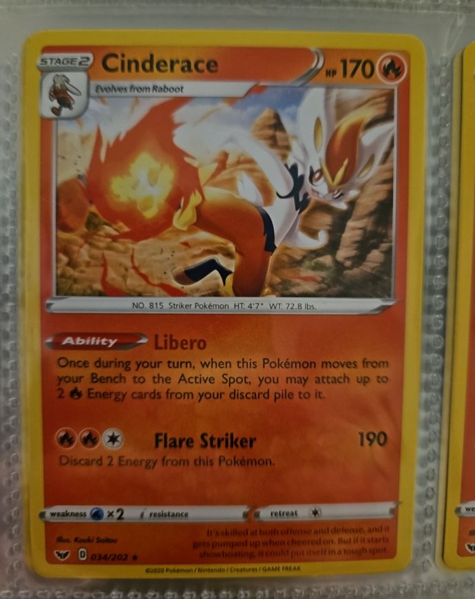 2020 Pokémon #034 Cinderace — front