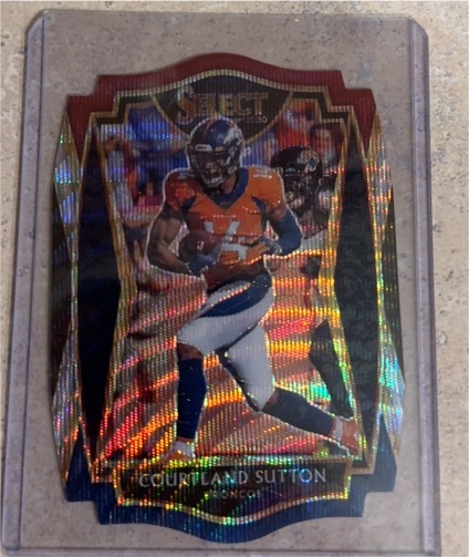 2020 Panini Select #139 Courtland Sutton Premier Level Tri-Color Die-Cut Prizm — front