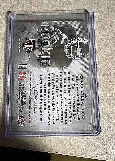 2012 Panini SP Authentic #267 Jeff Fuller Rookie Patch Auto — back
