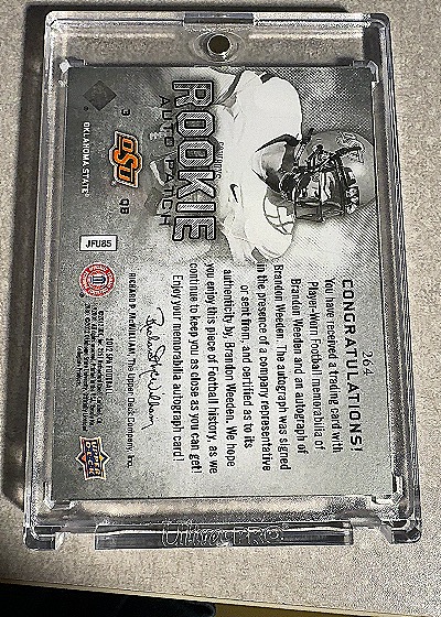 2012 Upper Deck SP Authentic #264 Brandon Weeden Rookie Patch Auto — back