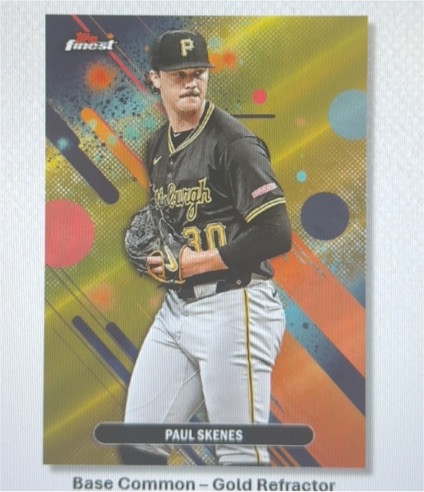 2023 Topps Finest Paul Skenes Base Common Gold Refractor — front