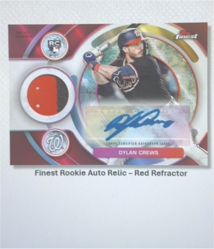 2024 Topps Finest Rookie Auto Relic Red Refractor #RCAR-DC Dylan Crews — front