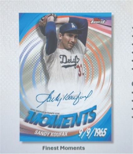 2022 Topps Finest Moments Sandy Koufax — front