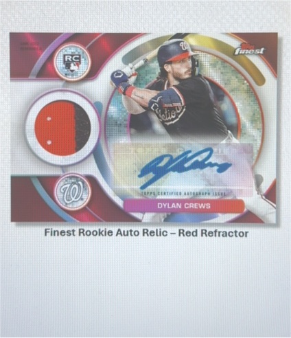 2023 Topps Finest Rookie Auto Relic Red Refractor #Dylan Crews — front
