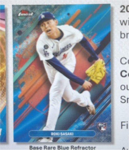 2021 Topps Finest #RC Roki Sasaki Rookie Card — front