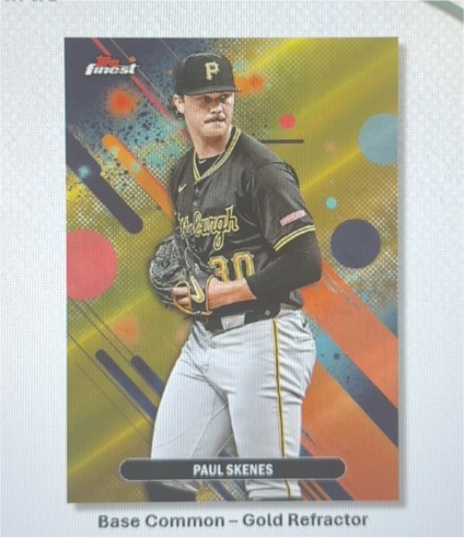 2023 Topps Finest Paul Skenes Base Common - Gold Refractor — front