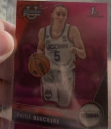 2023-24 Bowman Chrome University #90 Paige Bueckers Pink Refractor — front