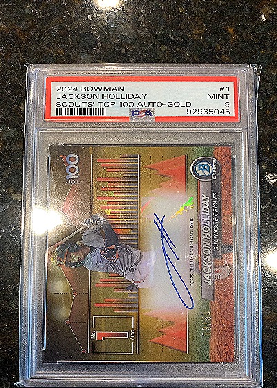 2024 Bowman #1 Jackson Holliday Scouts Top 100 Auto-Gold — front