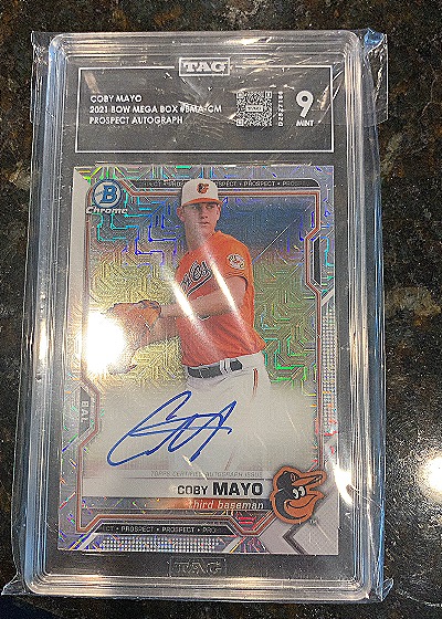 2021 Bowman Mega Box Chrome Mojo Autographs #BMA-CM Coby Mayo — front