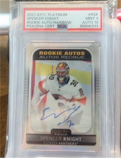 2021 O-Pee-Chee Platinum #RSK Spencer Knight Rookie Auto Rainbow — front