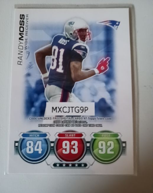 2010 Topps Attax Randy Moss New England Patriots — front