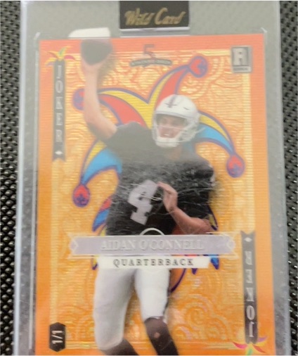 2023 Wild Card 5 Card Draw Stacked Deck Gold SSP Joker Aidan O'Connell 1/1 — front