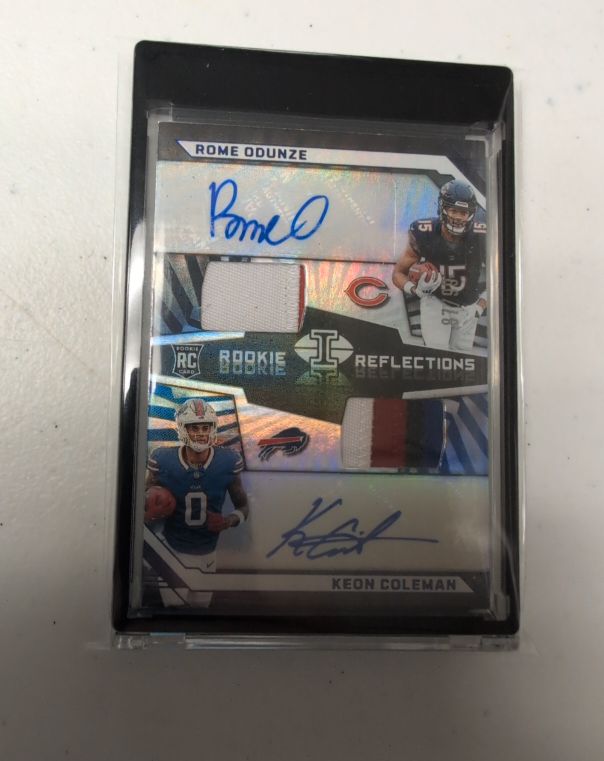 2024 Panini Illusions #RRA-WR3 Rome Odunze / Keon Coleman Rookie Reflections Dual Patch Auto — front