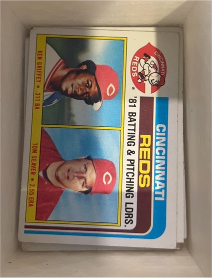 1982 Topps #756 Ken Griffey Sr. / Tom Seaver Cincinnati Reds Batting & Pitching Leaders — front