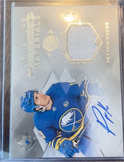 2023-24 Upper Deck Ultimate Collection Signature Materials #UMS-PK Peyton Krebs — front