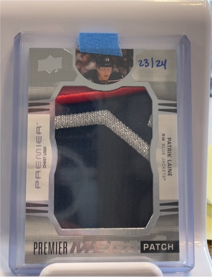 2021-22 Upper Deck Premier Mega Patch Chest Logo #PMP-PL Patrik Laine — front