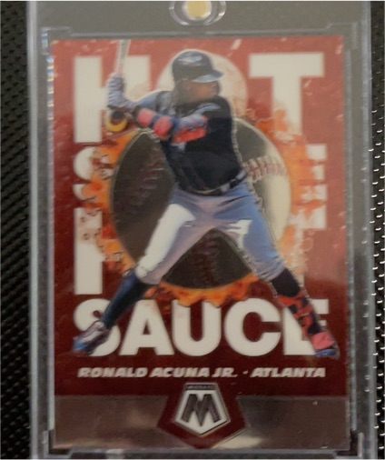 2021 Panini Mosaic Hot Sauce #HS6 Ronald Acuna Jr. — front